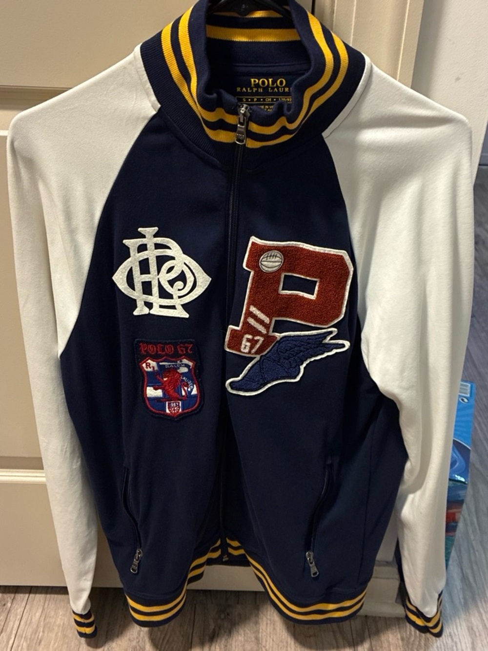 Polo by Ralph Lauren Navy, White & Yellow Varsity Track Jacket